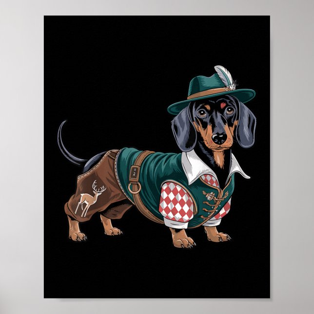Póster Perro alemán Dachshund Bavarian Weiner Sausage _3 (Frente)