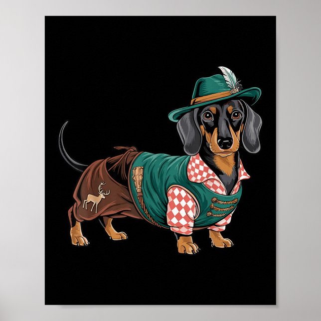 Póster Perro alemán Dachshund Bavarian Weiner Sausage _4 (Frente)