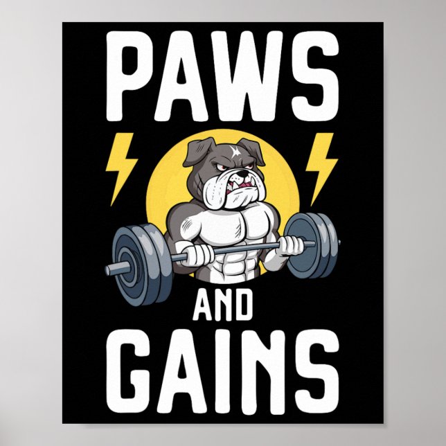Póster Perro Amante Bodybuilder Ropa De Gimnasio Fitness  (Frente)
