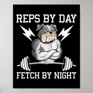 Póster Perro Amante Bodybuilder Ropa De Gimnasio Fitness