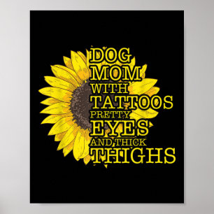 Póster Perro Amante Mamá Con Tatuajes Y Ojos De Bonito Su