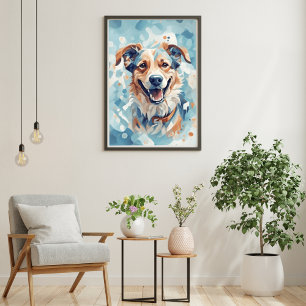 Póster Perro Amantes Pared Arte/ tono azul [1/3]