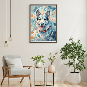 Póster Perro Amantes Pared Arte/ tono azul [3/3]