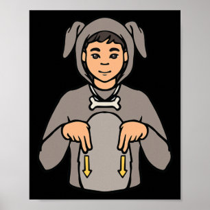 Póster Perro Animal ASL Gesto Mano Sordo Pérdida De Audic