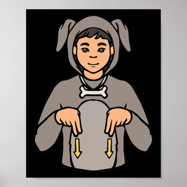 Póster Perro Animal ASL Gestos Mano Sordo Pérdida Audició (Frente)