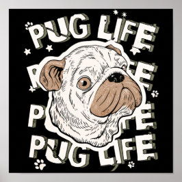 Póster Perro animal de la vida de Pug