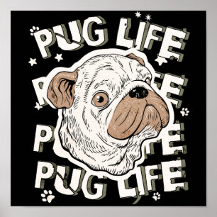 Póster Perro animal de la vida de Pug