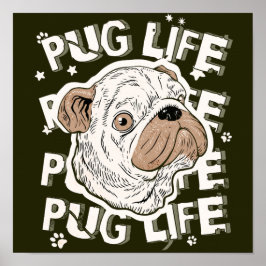 Póster Perro animal de la vida de Pug