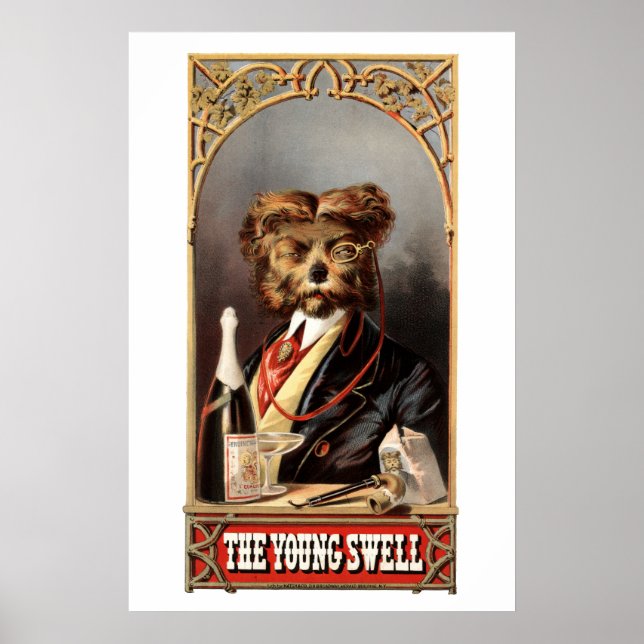 Póster Perro antiguo con monóculo (Frente)