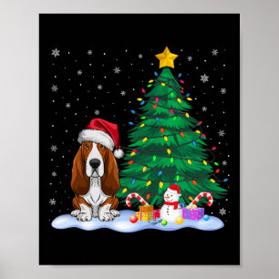 Póster Perro apuesto árbol de navidad alumbra al reno Gor