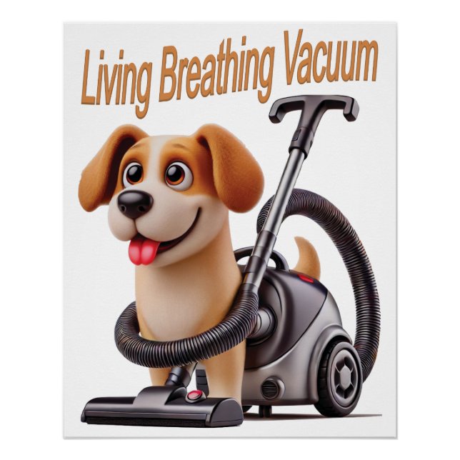 Póster Perro Aspiradora Vivo Respirando (Anverso)