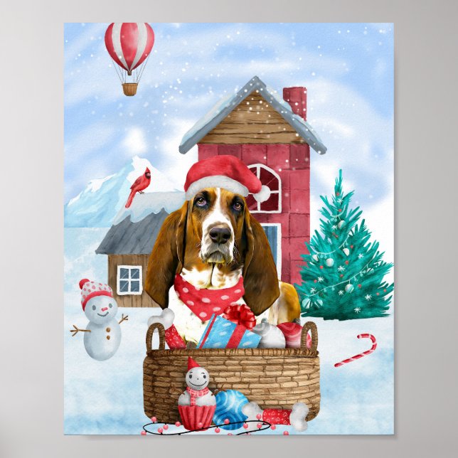 Póster Perro atormentado en la nieve Navidad Casa de perr (Frente)