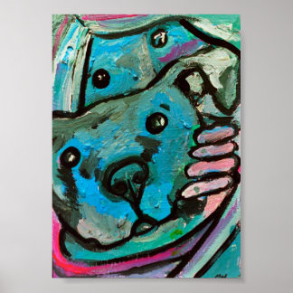 Póster perro azul y chica