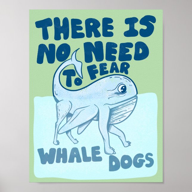 Póster Perro ballena criatura divertida (Frente)