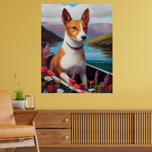 Póster Perro Basenji en una Cancha: Una Aventura Escénica