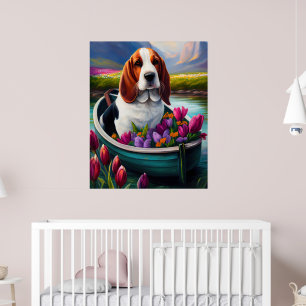 Póster Perro Basset Hound en una paleta: Una aventura esc