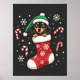 Póster Perro Beagle con amantes de los Navidades de Santa