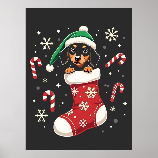 Póster Perro Beagle con amantes de los Navidades de Santa (Frente)