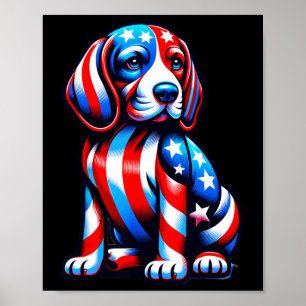 Póster Perro Beagle Cute Bandera Ee.Uu. Hombres Amantes D