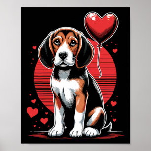Póster Perro Beagle Día de San Valentín Dueño de Perro Be
