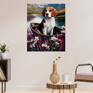 Póster Perro Beagle en un remo: Una aventura escénica