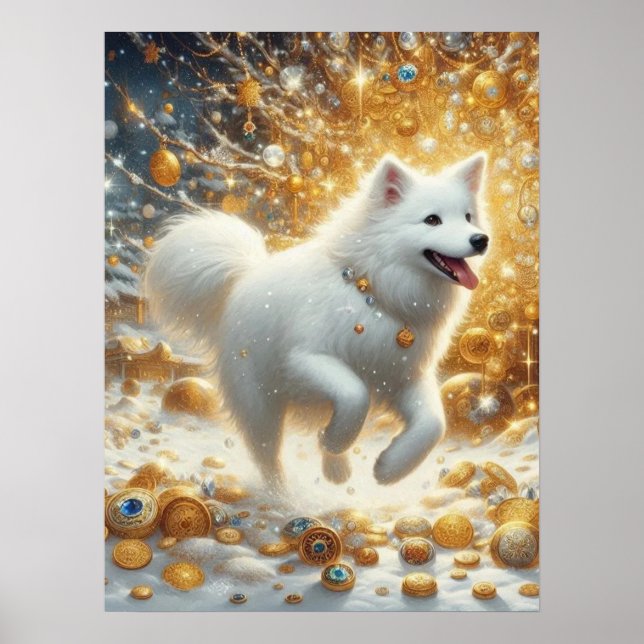 Póster Perro blanco flufado (Frente)
