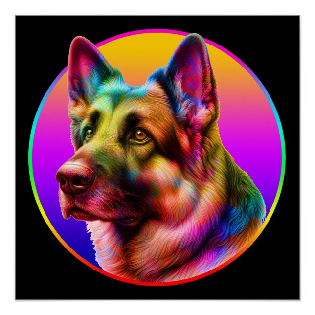 PÓSTER PERRO BONITO ARCOÍRIS COLORIDO (Anverso)