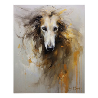 Póster Perro Borzoi en el viento 003 - Yacobsen Derosana