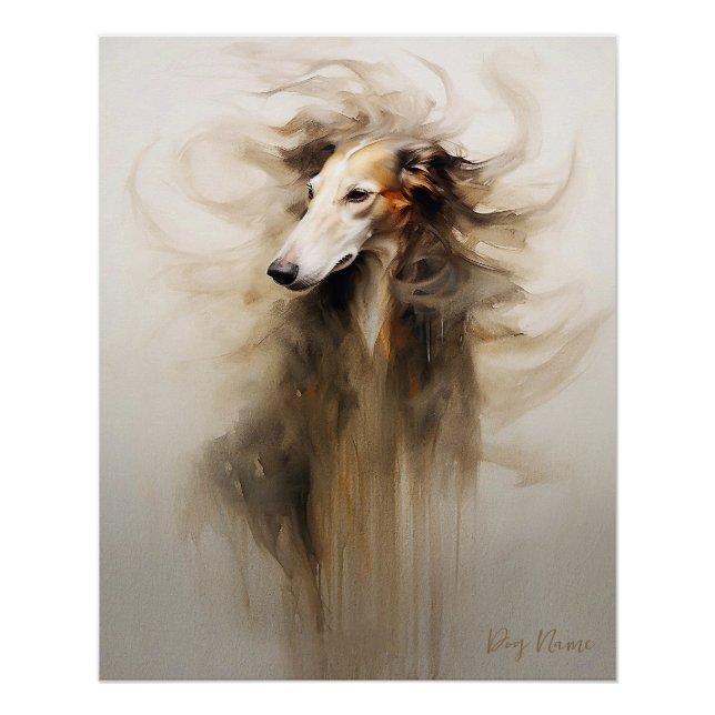 Póster Perro Borzoi en el viento 005 - Yacobsen Derosana (Anverso)