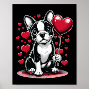 Póster Perro Boston Terrier Dueño de perro del día de San