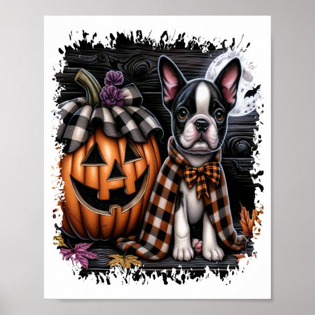 Póster Perro Boston Terrier Halloween (Frente)