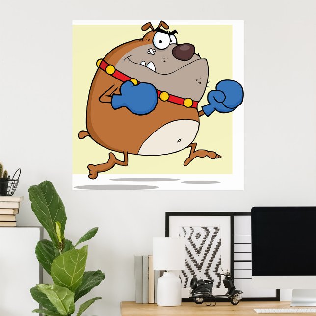 Póster Perro Boxer Bulldog de Dibujos Animados Divertido (Subido por el creador)