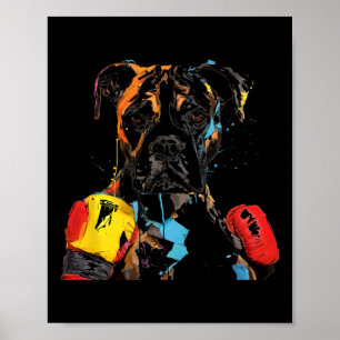 Póster Perro Bóxer Con Guantes De Boxeo Hombres Mujeres N
