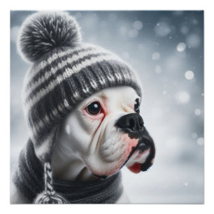 Póster Perro Boxer en Invierno