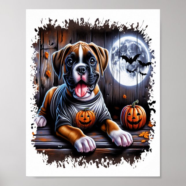 Póster Perro Boxer Halloween (Frente)