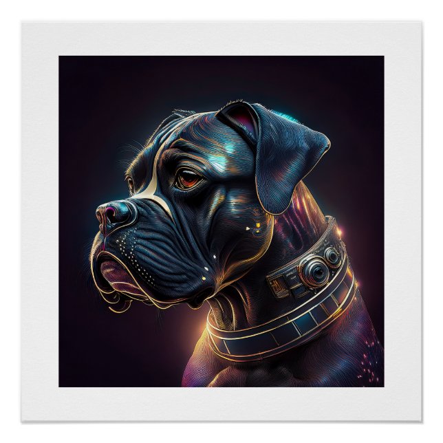 Póster Perro Boxer Steampunk (Anverso)