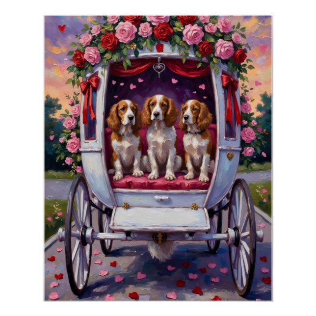 Póster Perro Brittany Spaniel Día de San Valentín  (Anverso)