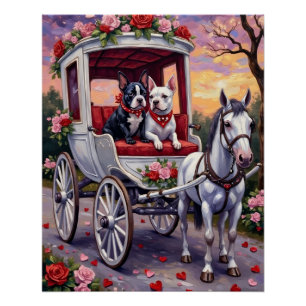 Póster Perro Bull Terrier Día de San Valentín
