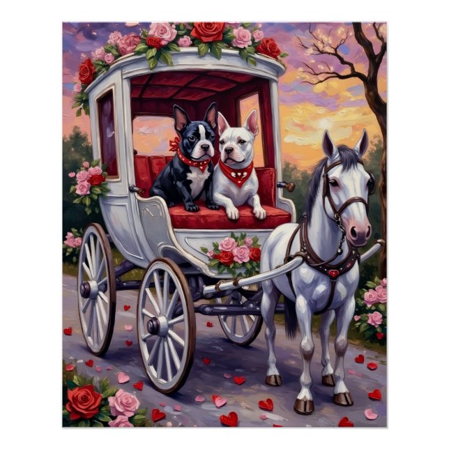 Póster Perro Bull Terrier Día de San Valentín (Anverso)