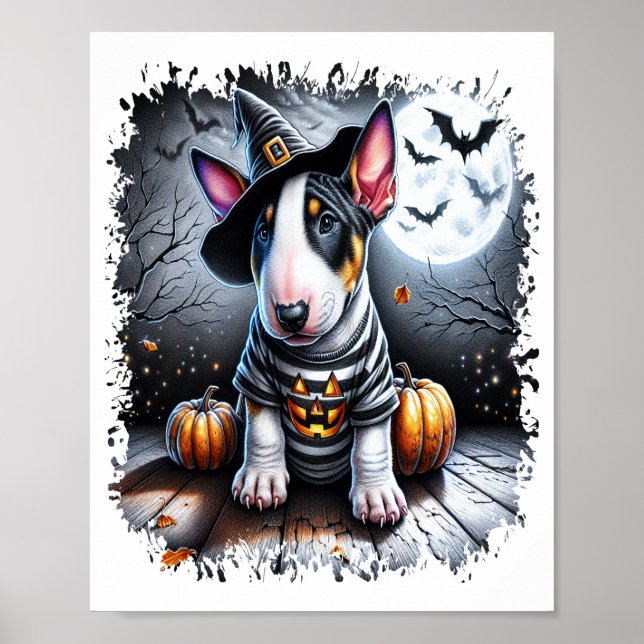 Póster Perro Bull Terrier Halloween (Frente)