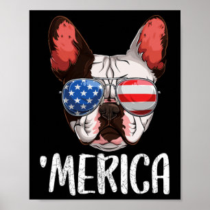 Póster Perro Bulldog Francés 4 De Julio Bandera Estadouni