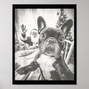 Póster Perro Bulldog Francés Ai Divertido Selfie Con Sant