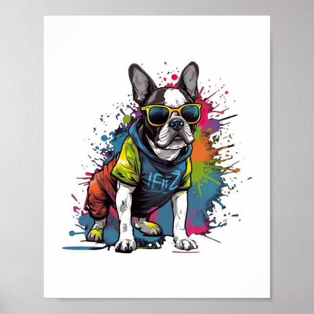 Póster Perro Bulldog francés pug por dueño de perro franc (Frente)