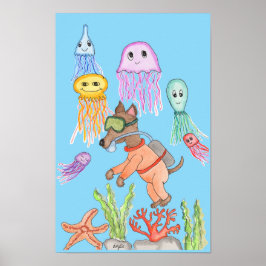 Póster Perro Buzo de Aguas Profundas