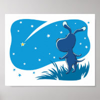 Perro Cachorro Disparando a Star Night Blue Sky Po