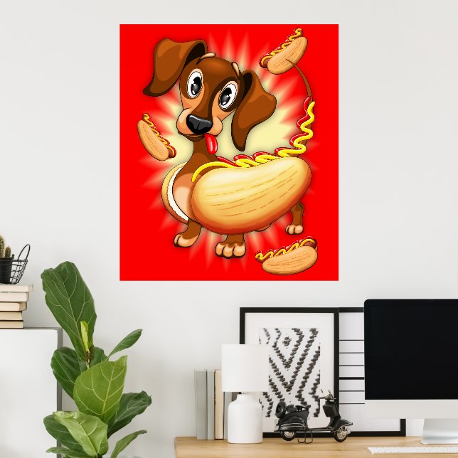 Póster Perro caliente de Dachshund (Oficina en casa)