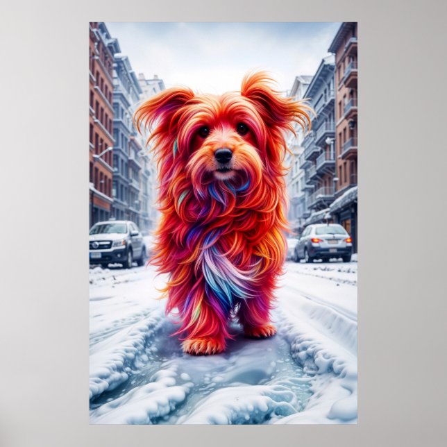 Póster Perro callejero sin salida perdido en el camino de (Frente)