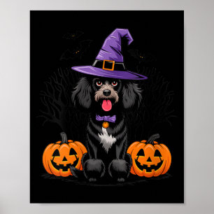Póster Perro Caniche Estándar Negro Embrujado de Hallowee