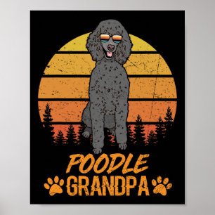 Póster Perro Caniche Estándar Negro Genial Abuelo Día del