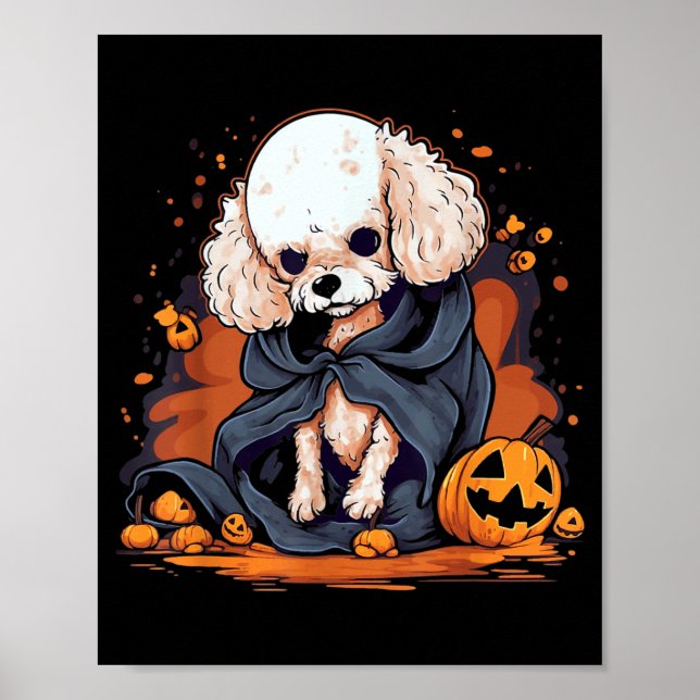 Póster Perro Caniche Halloween (Frente)
